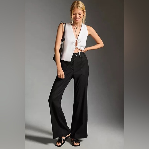 Anthropologie Pants - NWT Anthropologie Maeve The Naomi  Wide-Leg Flare Pants Black Size 6